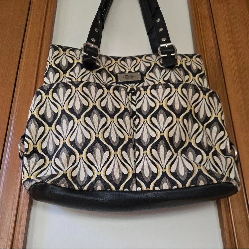 Relic by Fossil Geometric Canvas Tote Bag – Grey, Black & Yellow